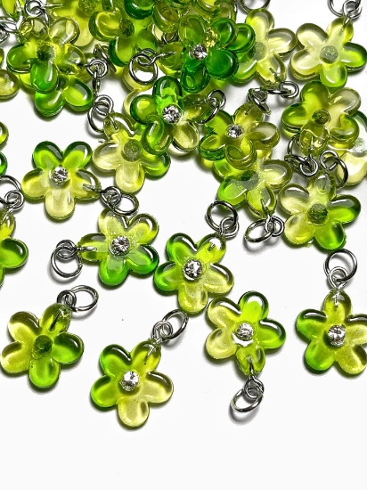 Picture of Pendant YALC Flower 14mm Green  x1