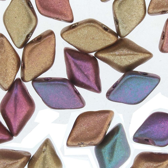 Picture of GemDuo 2-hole 5x8mm Dark Gold Rainbow x10g