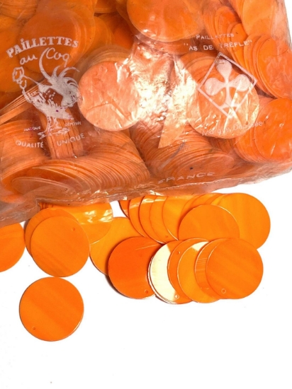 Picture of Vintage Paillettes "Au Coq" 20mm Orange x20