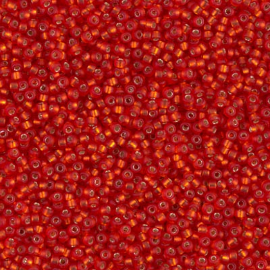 Picture of Miyuki Rocaille 15/0 10F Mat Silver Lined Flame Red x10g