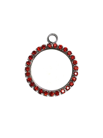Picture of Pendant Red strass 25mm Silver Tone x1
