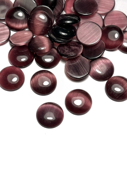 Picture of Cabochon cat's eye glass 12mm round Purple x4