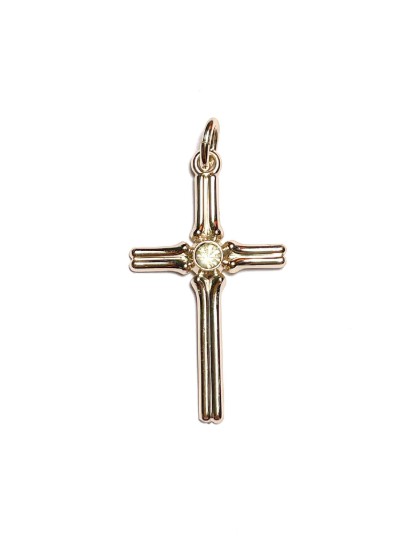 Afbeeldingen van Vintage Eloxal Cross with Strass 35mm Unfading Gold x1