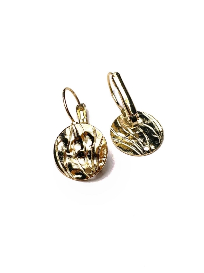Picture of Earwire 15mm Floral Design Disc w/hole Gold Plate x2
