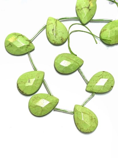 Picture of Magnesite Facet Drop side drilled 19x25mm Light Green x1
