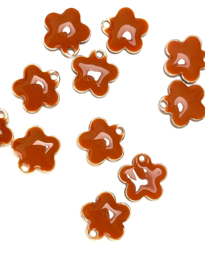 Picture of Candy Flower Pendant 10mm Caramel x2