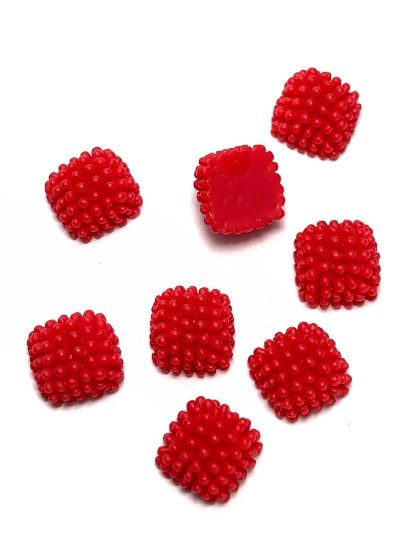 Picture of Cabochon Faux fibers 12mm Red x10
