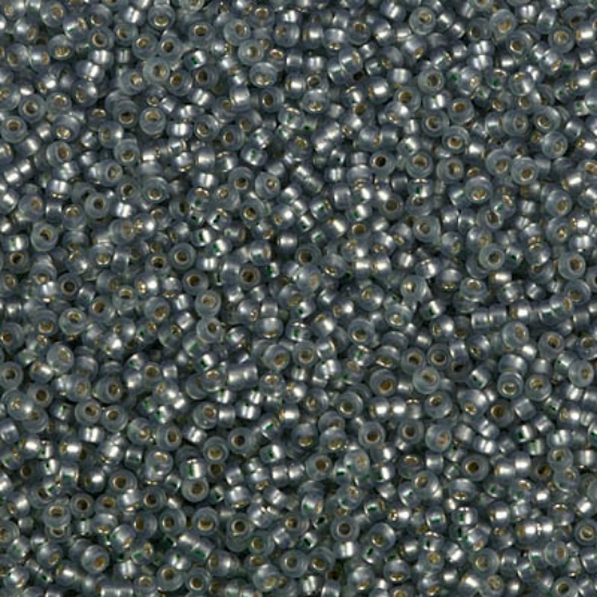 Picture of Miyuki Seed Beads 15/0 1630 Dyed Semi-Frosted Silver Lined Moss Green x10g