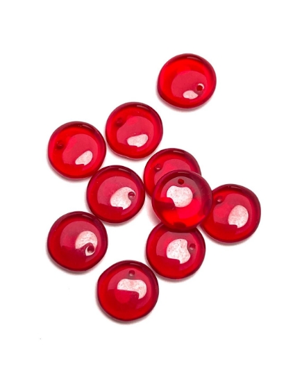 Picture of Coin Glass Pendant 12 mm Red x10