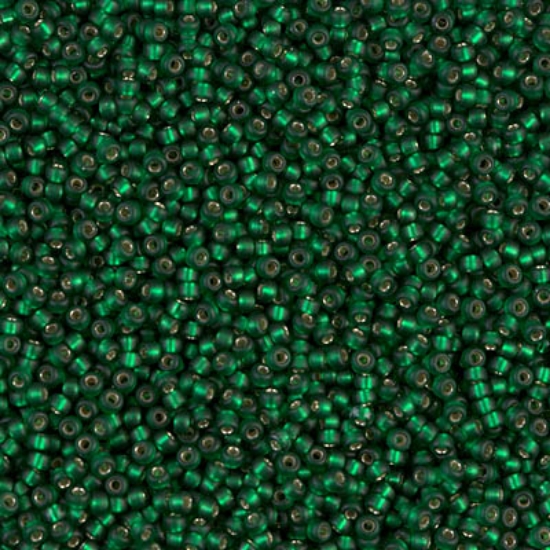 Picture of Miyuki Seed Beads 15/0 27F Mat Silver Lined Dark Emerald x10g