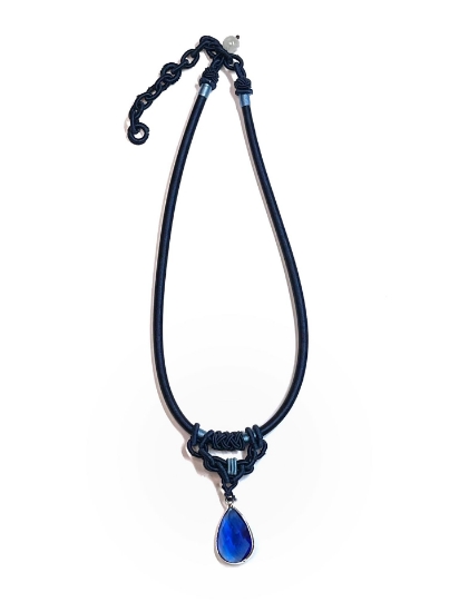 Picture of Pendant Cord Choker Necklace 5mm Blue x1