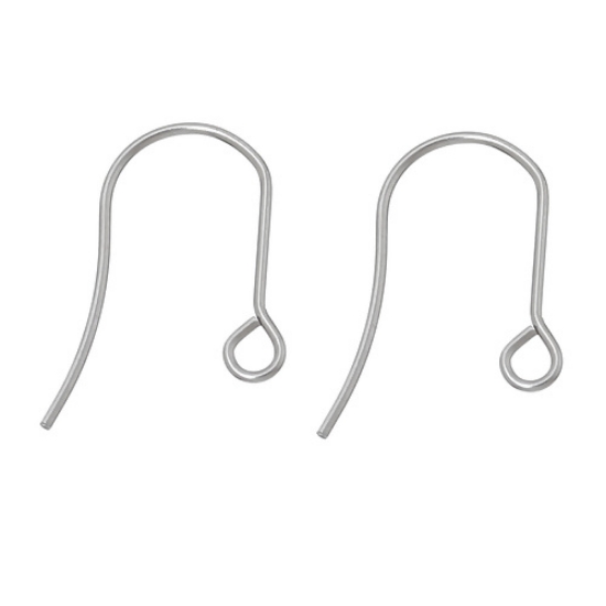 Picture of Stainless Steel Ear Wire Fishhook 19mm w/ open loop x10