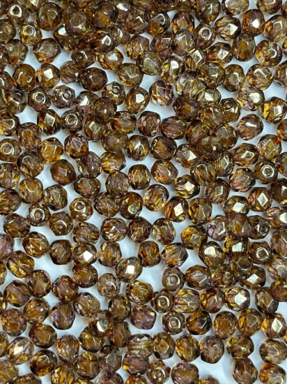 Picture of Fire-Polished 4mm Crystal Lila Gold Luster x100