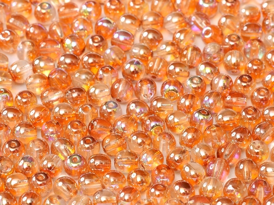 Picture of Round beads 4mm Crystal Orange Rainbow x100