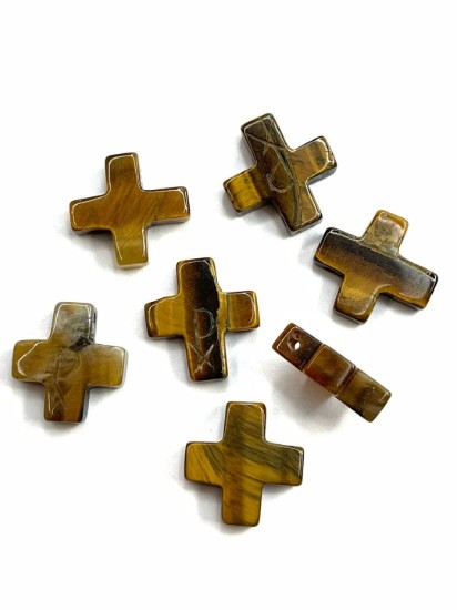 Bild von Tigereye (natural) Cross  pendant 17mm x1