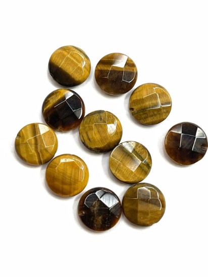Picture of Tiger Eye bead 12mm faceted pastille x5