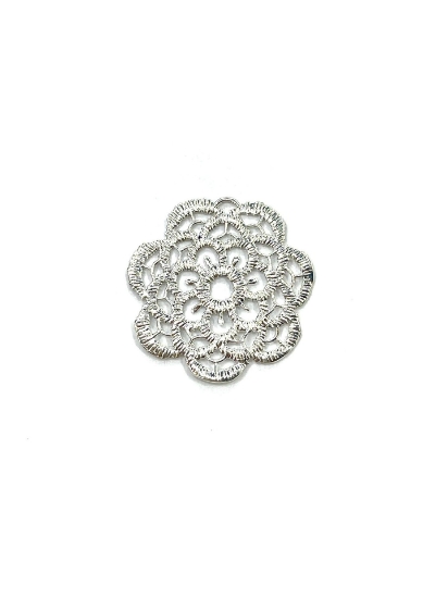 Picture of Premium Filgree Lace Flower 27mm Silver Plate x1