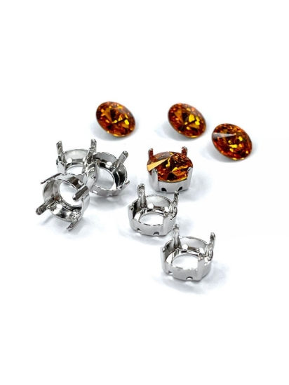 Picture of Cabochon setting for 1122 Rivoli 14mm Rhodium Plated x1