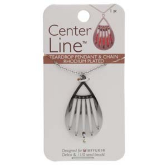 Picture of CenterLine™ Stainless Steel Teardrop Pendant & Chain Rhodium plated  x1