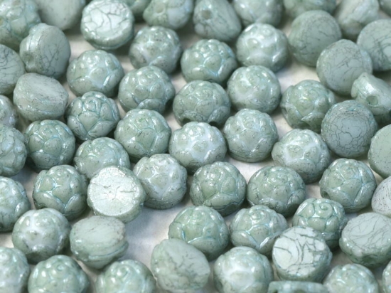 Picture of Rosetta 2-hole Cabochon 6mm Chalk White Teal Luster x25 