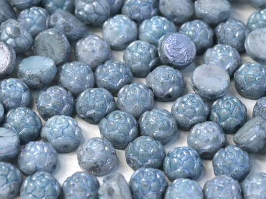 Picture of Rosetta 2-hole Cabochon 6mm Chalk White Baby Blue Luster x25