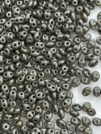 Picture of Preciosa Twin Beads 2.5x5mm Jet Khaki Pearl x10g