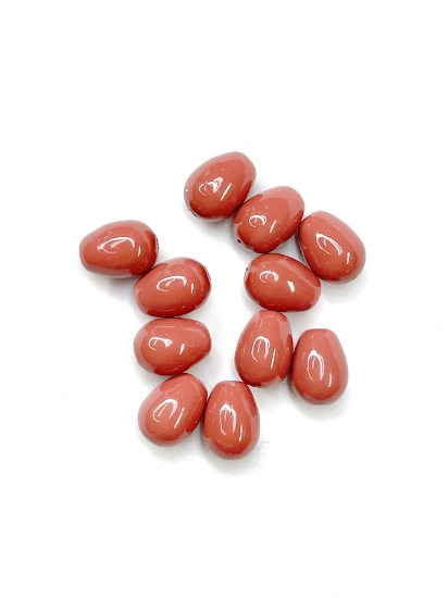 Picture of Drop Glass 11x8mm Light Cranberry Pearl x10