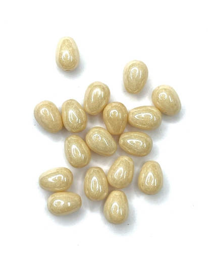 Picture of Drop Glass 11x8mm Chalk White Champagne Luster x10
