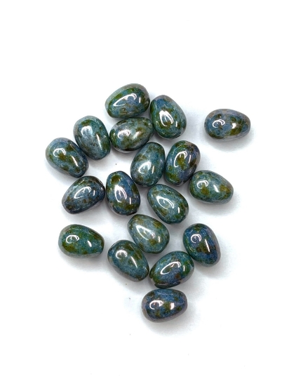 Picture of Drop Glass 11x8mm Chalk Lazure Blue x10