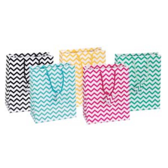Picture of Gift Tote Bag Chevron 9x7,5cm Green x5