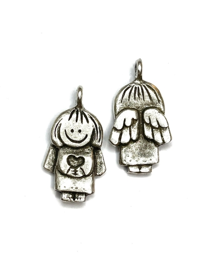Picture of Pendant "Girl with wings" 25x45mm Antique Silver x1