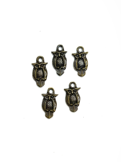 Picture of Pendant Owl 9x17mm Antique Bronze x5