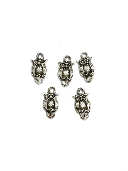 Picture of Pendant Owl 9x17mm Silver Plated x5