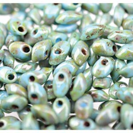 Picture of Miyuki Long Magatama 4x7mm 4514 Picasso Seafoam Green x10g 