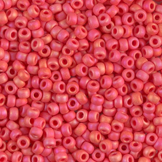 Picture of Miyuki Rocaille 8/0 407FR Mat Opaque Vermillion Red AB x10g