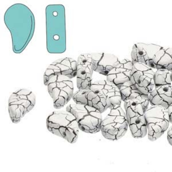 Picture of Paisley Duo beads 8x5mm White/Jet x10g