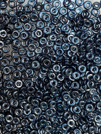 Picture of O Bead 4mm Jet Blue Hematite Full x5g