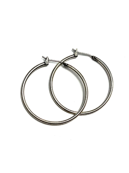 Picture of Earring Hoop 35mm Antique Silver Plate x2
