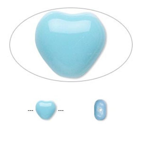 Picture of Hearts 6mm Opaque Light Turquoise x20