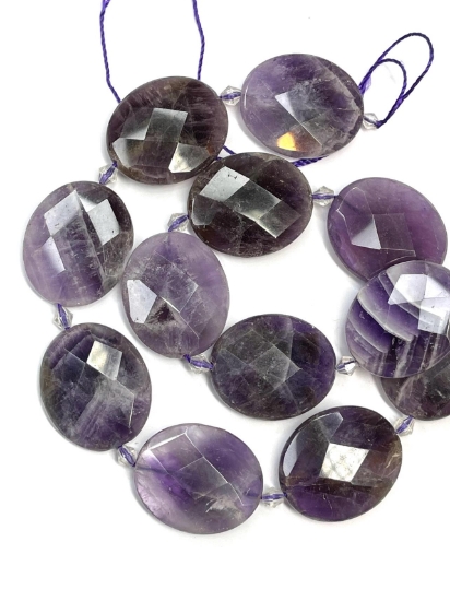Picture of Amethyst bead 30x25mm faceted oval x1
