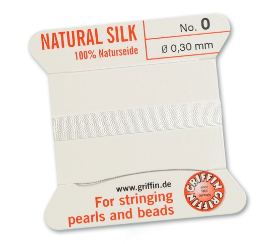 Picture of Griffin Silk Beading Cord & Needle size #0 - 0,30mm White x2m