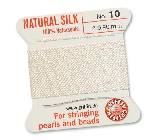 Picture of Griffin Silk Beading Cord & Needle size #10 - 0,90mm White x2m 