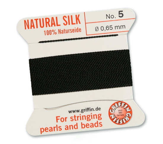 Picture of Griffin Silk Beading Cord & Needle size #5 - 0.65mm Black x2m