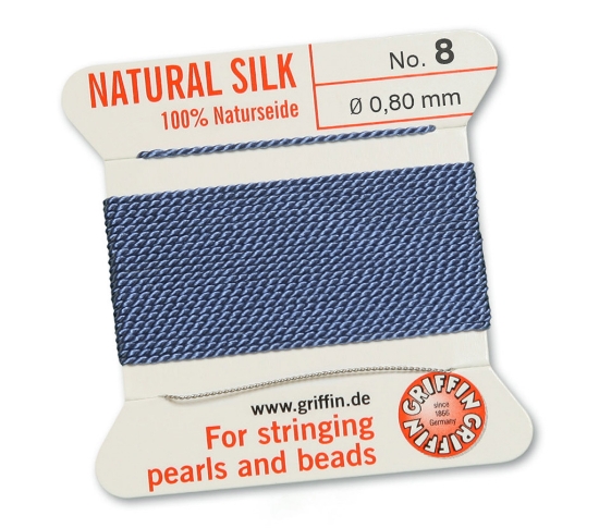 Picture of Griffin Silk Beading Cord & Needle size #8 - 0.80mm Blue x2m