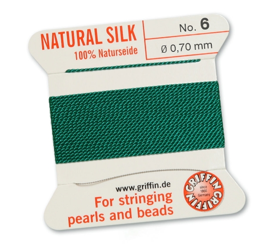 Picture of Griffin Silk Beading Cord & Needle size #6 - 0,70mm Green x2m