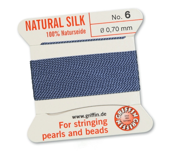 Picture of Griffin Silk Beading Cord & Needle size #6 - 0,70mm Blue x2m