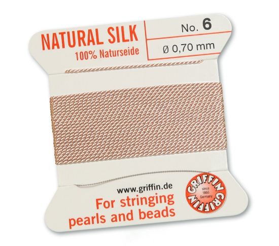 Picture of Griffin Silk Beading Cord & Needle size #6 - 0,70mm Light Pink x2m