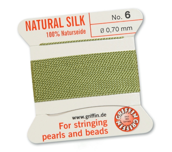 Picture of Griffin Silk Beading Cord & Needle size #6 - 0,70mm Jade Green x2m