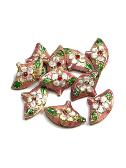 Picture of Cloisonné Bead Fan 24x14mm Flower x1