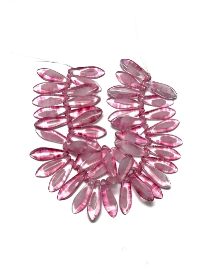 Picture of Glass Daggers 5x16mm Crystal Pink White x25